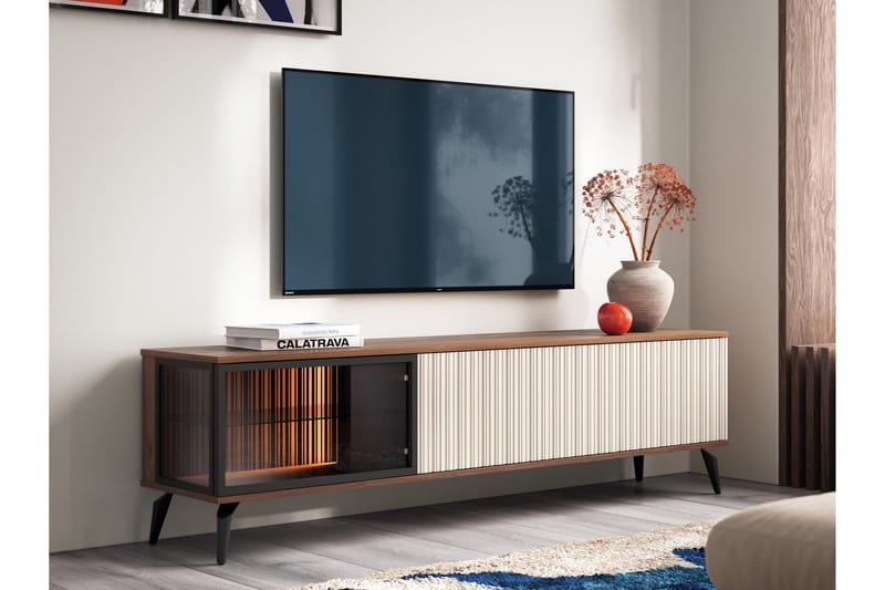 Akinari TV-bænk 180 cm - Brun / Beige - Møbler - TV borde & mediemøbler - TV-borde