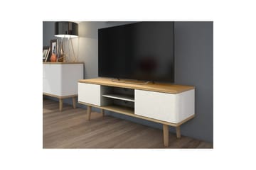 Alandra Gulvstående TV-bord 140 cm med Opbevaring i Eg - Hvid - Møbler - TV borde & mediemøbler - TV-borde