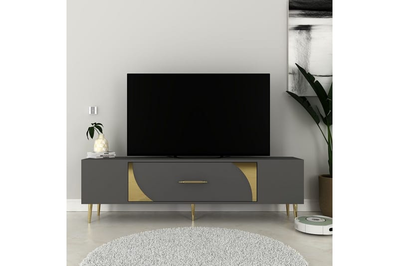 Aldor TV-bænk 150 cm - Antracit/Guld - Møbler - TV borde & mediemøbler - TV-borde