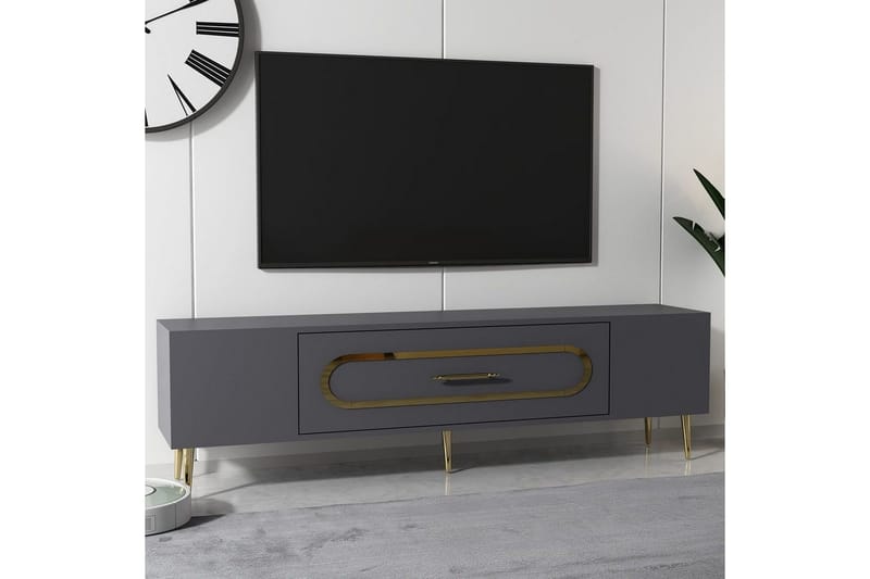 Aldor TV-bænk 150 cm - Antracit/Guld - Møbler - TV borde & mediemøbler - TV-borde