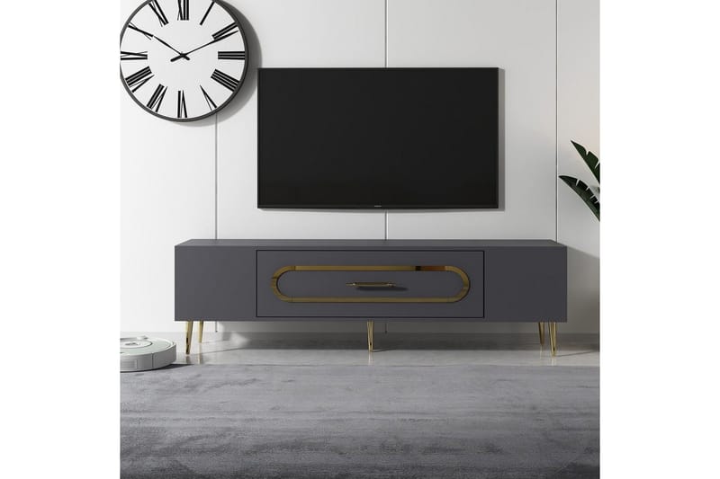 Aldor TV-bænk 150 cm - Antracit/Guld - Møbler - TV borde & mediemøbler - TV-borde