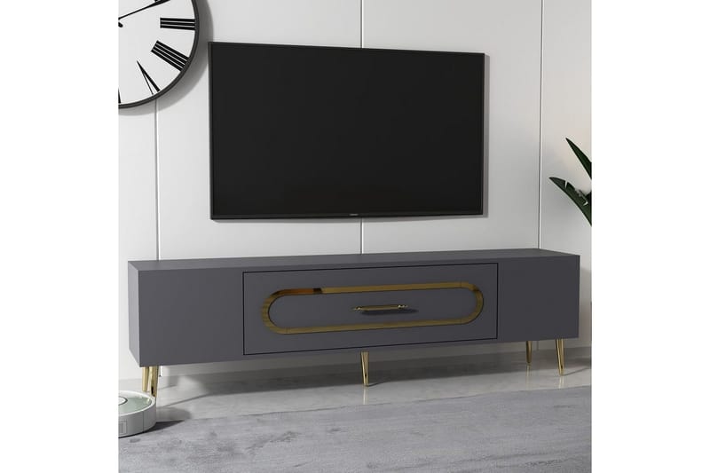 Aldor TV-bænk 150 cm - Antracit/Guld - Møbler - TV borde & mediemøbler - TV-borde