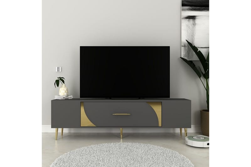 Aldor TV-bænk 150 cm - Antracit/Guld - Møbler - TV borde & mediemøbler - TV-borde