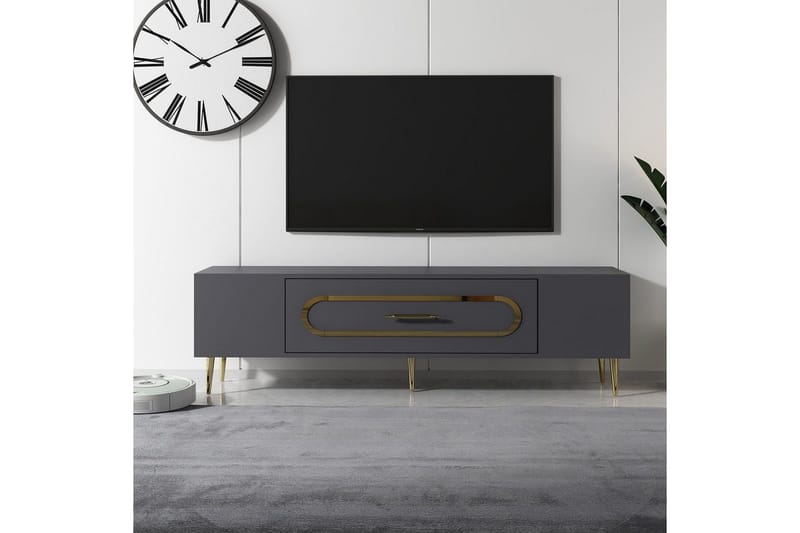 Aldor TV-bænk 150 cm - Antracit/Guld - Møbler - TV borde & mediemøbler - TV-borde