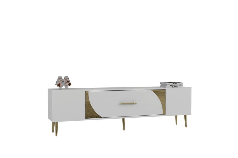 Aldor TV-bænk 150 cm - Hvid/Guld - Møbler - TV borde & mediemøbler - TV-borde