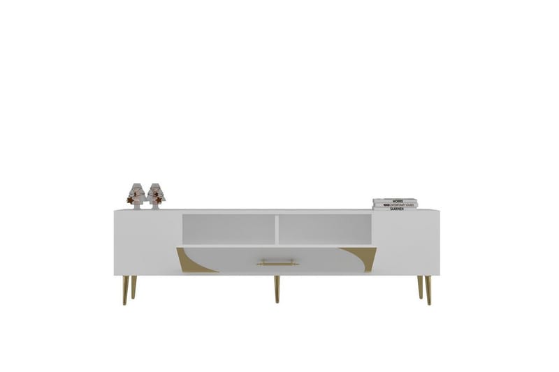 Aldor TV-bænk 150 cm - Hvid/Guld - Møbler - TV borde & mediemøbler - TV-borde