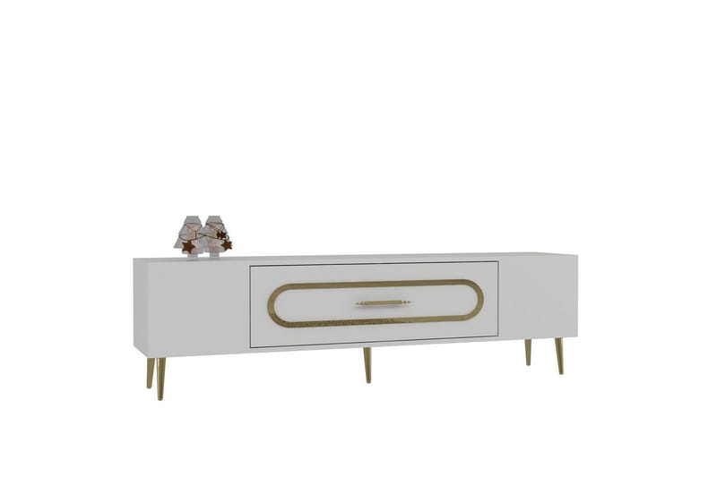 Aldor TV-bænk 150 cm - Hvid/Guld - Møbler - TV borde & mediemøbler - TV-borde