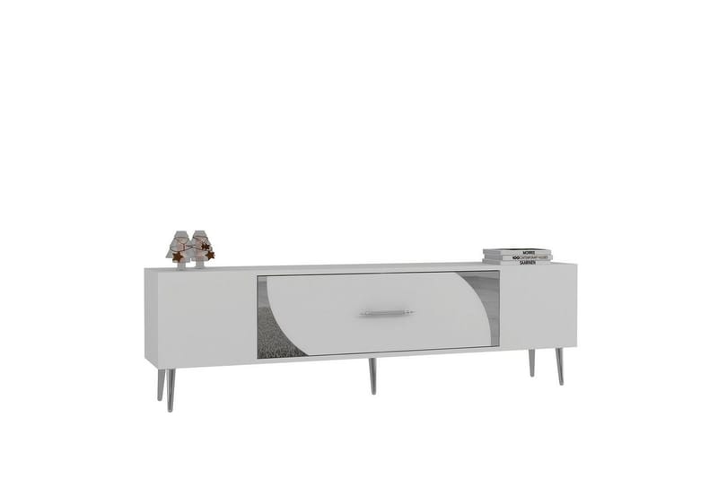 Aldor TV-bænk 150 cm - Hvid/Sølv - Møbler - TV borde & mediemøbler - TV-borde
