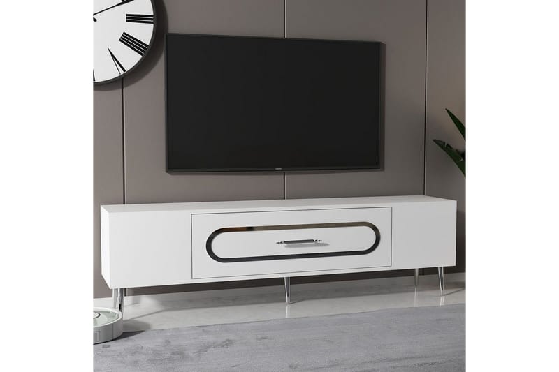 Aldor TV-bænk 150 cm - Hvid/Sølv - Møbler - TV borde & mediemøbler - TV-borde