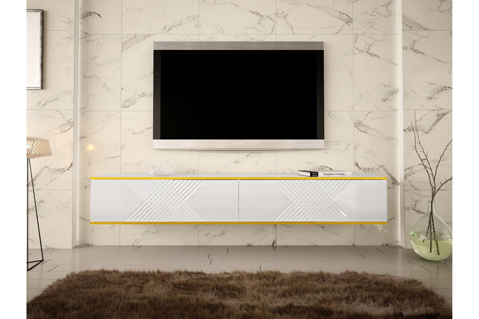 Alim TV-bænk 200 cm - Hvid - Møbler - TV borde & mediemøbler - TV-borde