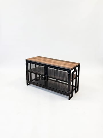 Alvorn Tv-bord 90 cm med Opbevaring i Metal med Træplade - Sort - Møbler - TV borde & mediemøbler - TV-borde