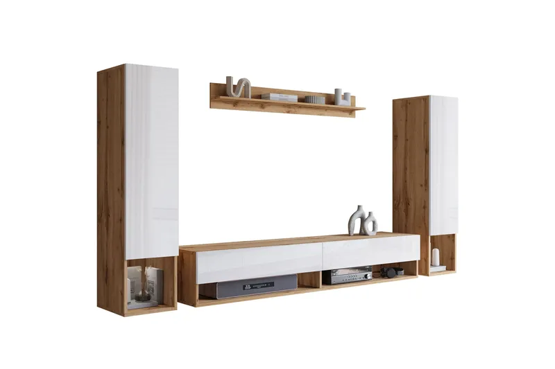 Amadeo TV-møbelsæt, Brun / Hvid