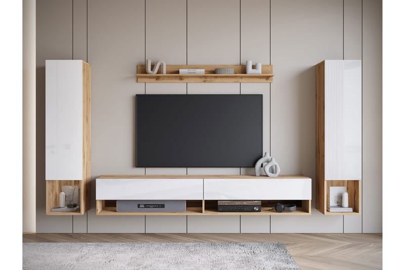 Amadeo TV-møbelsæt - Brun / Hvid - Møbler - TV borde & mediemøbler - Tv-møbelsæt