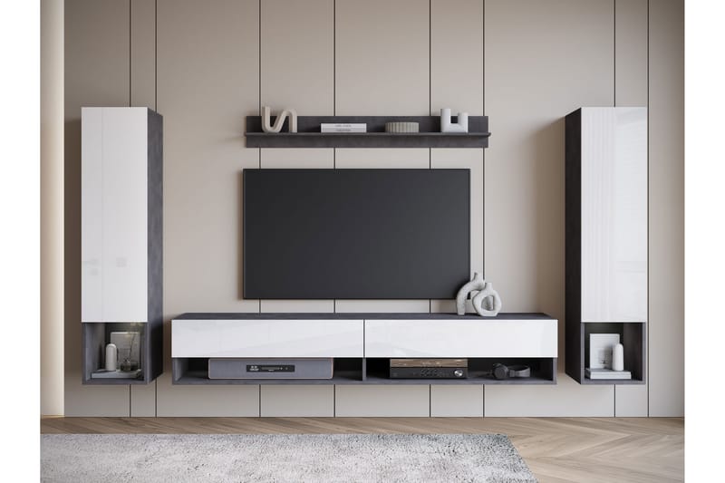 Amadeo TV-møbelsæt - Grå / Hvid - Møbler - TV borde & mediemøbler - Tv-møbelsæt