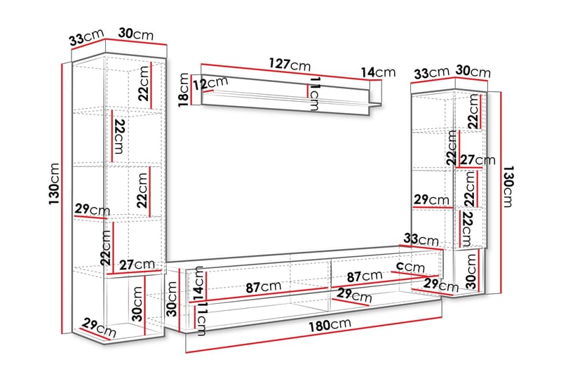 Amadeo TV-møbelsæt - Hvid - Møbler - TV borde & mediemøbler - Tv-møbelsæt