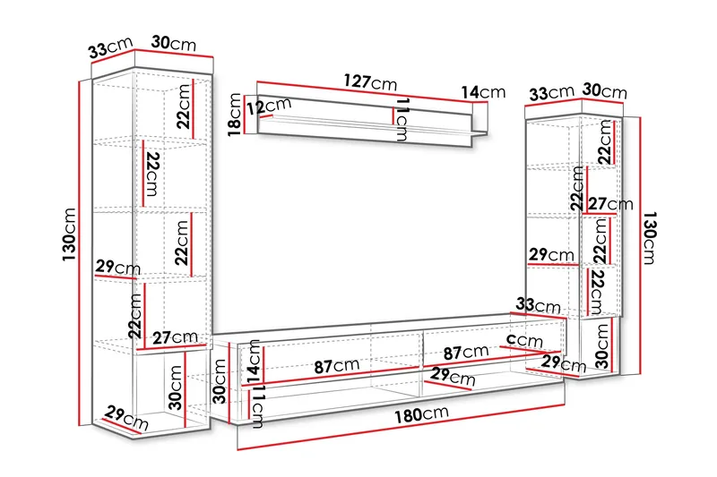 Amadeo TV-møbelsæt - Sort - Møbler - TV borde & mediemøbler - Tv-møbelsæt