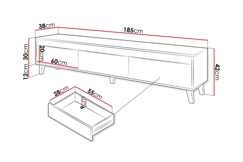 Amshyttan TV-bænk 185 cm - Brun - Møbler - TV borde & mediemøbler - TV-borde