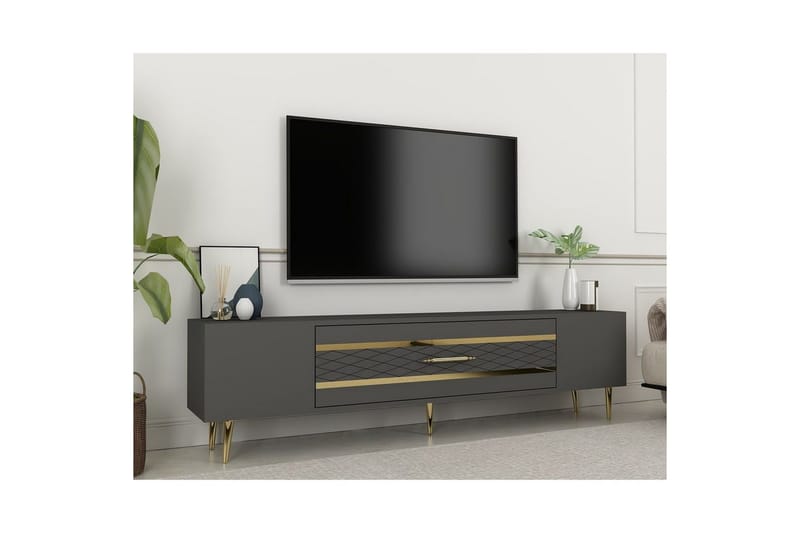 Anira TV-bænk 150 cm - Antracit/Guld - Møbler - TV borde & mediemøbler - TV-borde