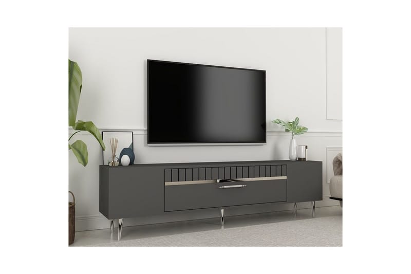 Anira TV-bænk 150 cm - Antracit/Sølv - Møbler - TV borde & mediemøbler - TV-borde