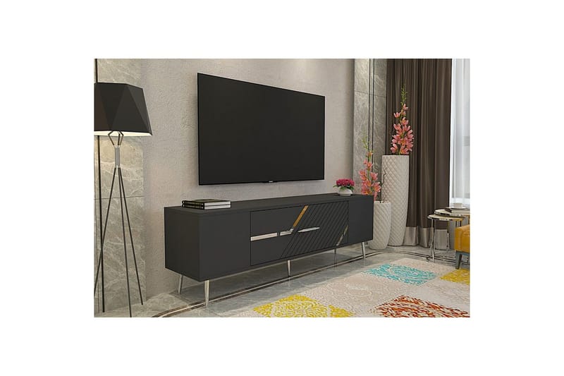 Anira TV-bænk 150 cm - Antracit/Sølv - Møbler - TV borde & mediemøbler - TV-borde