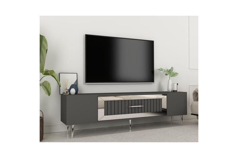 Anira TV-bænk 150 cm - Antracit/Sølv - Møbler - TV borde & mediemøbler - TV-borde