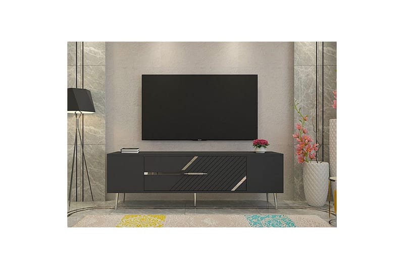 Anira TV-bænk 150 cm - Antracit/Sølv - Møbler - TV borde & mediemøbler - TV-borde