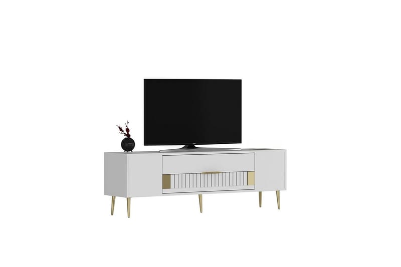 Anira TV-bænk 150 cm - Hvid/Guld - Møbler - TV borde & mediemøbler - TV-borde