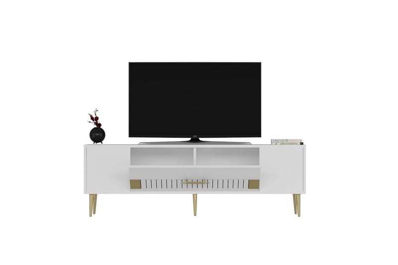Anira TV-bænk 150 cm - Hvid/Guld - Møbler - TV borde & mediemøbler - TV-borde