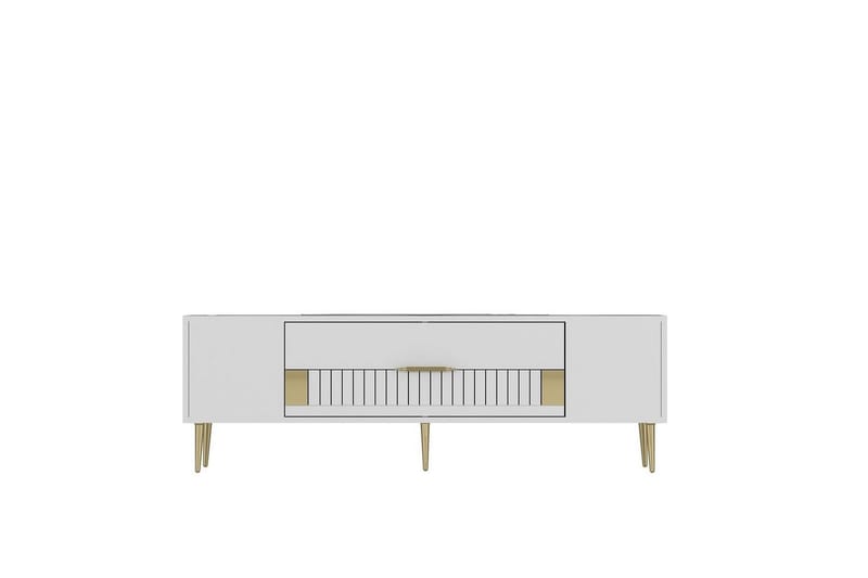 Anira TV-bænk 150 cm, Hvid/Guld