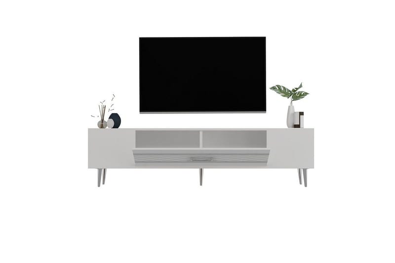 Anira TV-bænk 150 cm - Hvid/Sølv - Møbler - TV borde & mediemøbler - TV-borde