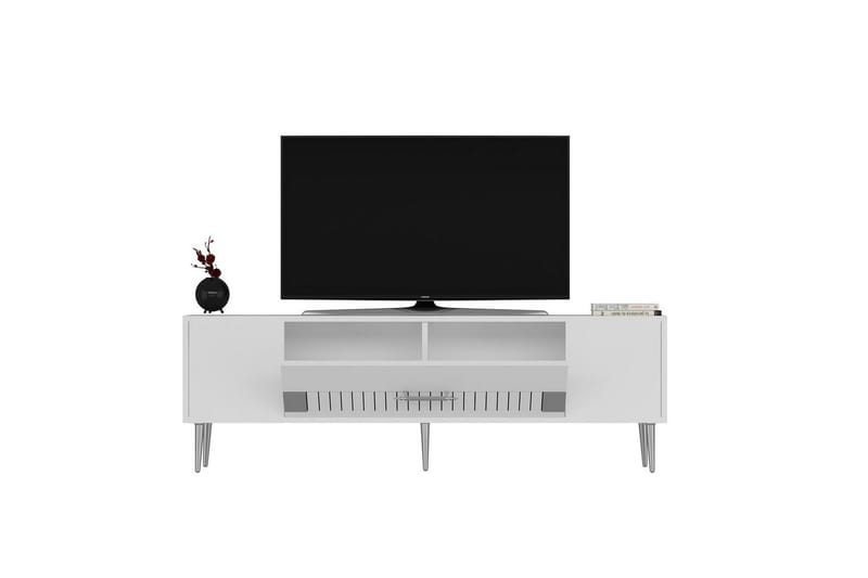 Anira TV-bænk 150 cm - Hvid/Sølv - Møbler - TV borde & mediemøbler - TV-borde