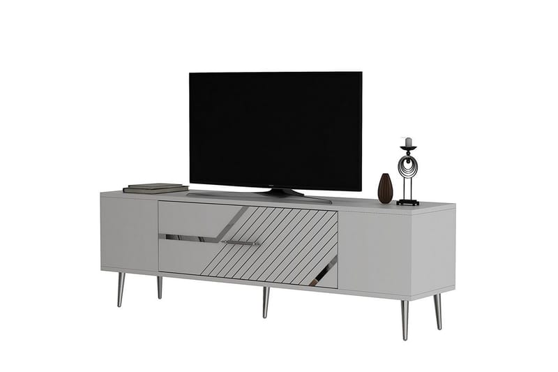 Anira TV-bænk 150 cm, Hvid/Sølv