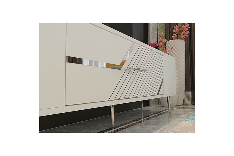 Anira TV-bænk 150 cm - Hvid/Sølv - Møbler - TV borde & mediemøbler - TV-borde