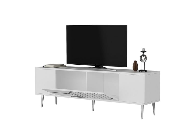 Anira TV-bænk 150 cm - Hvid/Sølv - Møbler - TV borde & mediemøbler - TV-borde