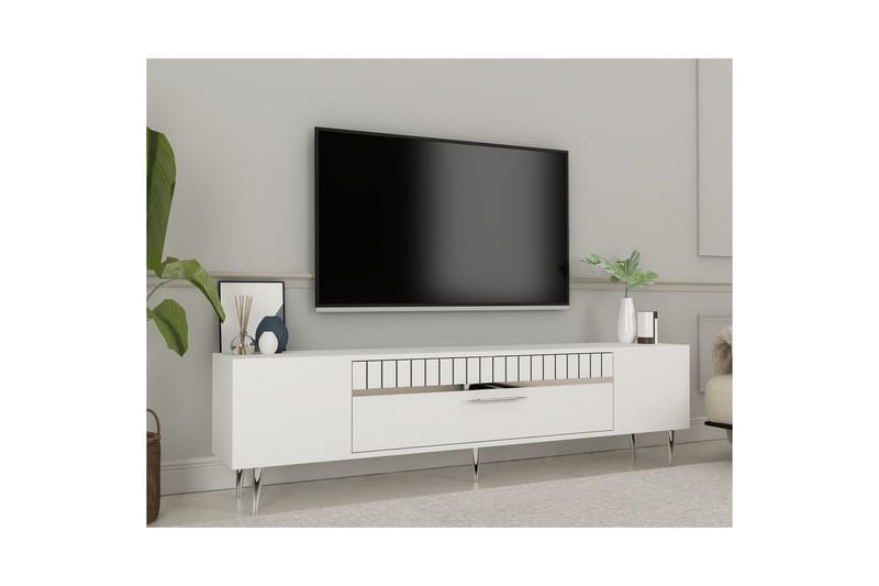Anira TV-bænk 150 cm - Hvid/Sølv - Møbler - TV borde & mediemøbler - TV-borde