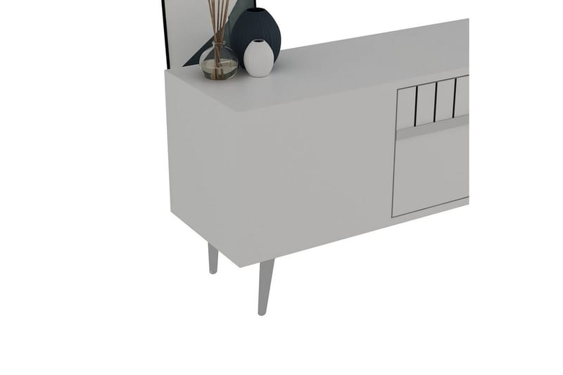 Anira TV-bænk 150 cm - Hvid/Sølv - Møbler - TV borde & mediemøbler - TV-borde