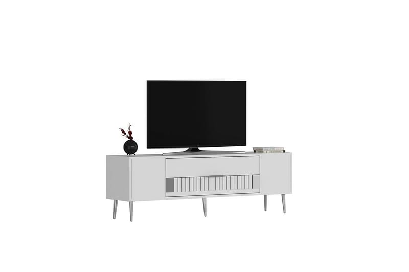 Anira TV-bænk 150 cm - Hvid/Sølv - Møbler - TV borde & mediemøbler - TV-borde