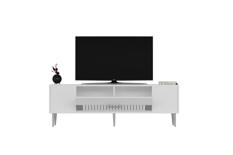 Anira TV-bænk 150 cm - Hvid/Sølv - Møbler - TV borde & mediemøbler - TV-borde