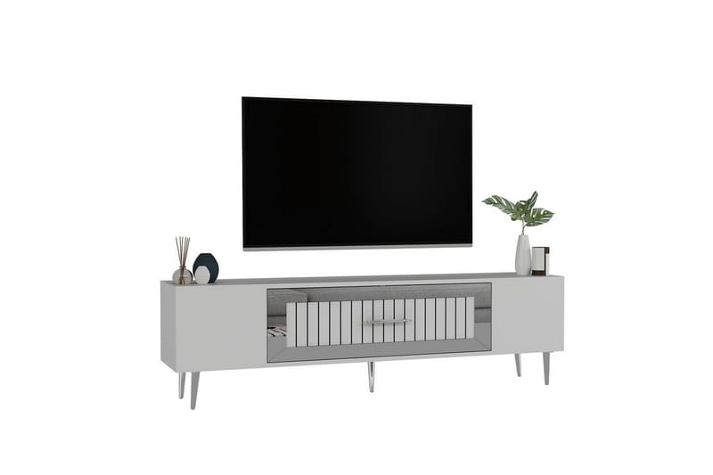 Anira TV-bænk 150 cm - Hvid/Sølv - Møbler - TV borde & mediemøbler - TV-borde
