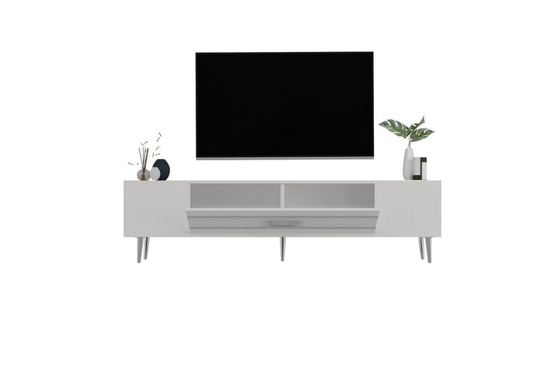 Anira TV-bænk 150 cm - Hvid/Sølv - Møbler - TV borde & mediemøbler - TV-borde