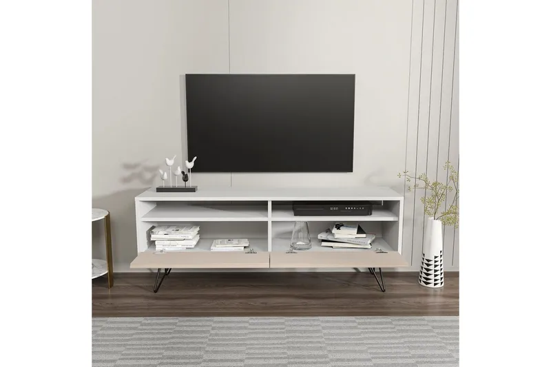 Anvor TV-bænk 140 cm - Hvid/Beige - Møbler - TV borde & mediemøbler - TV-borde
