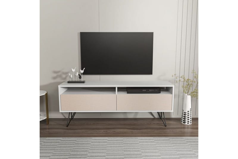 Anvor TV-bænk 140 cm - Hvid/Beige - Møbler - TV borde & mediemøbler - TV-borde