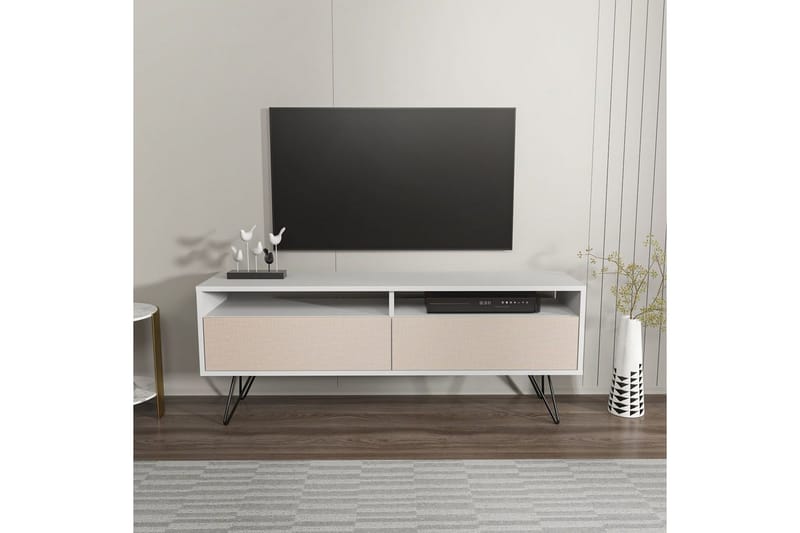 Anvor TV-bænk 140 cm - Hvid/Beige - Møbler - TV borde & mediemøbler - TV-borde