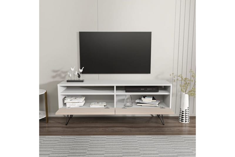 Anvor TV-bænk 140 cm - Hvid/Beige - Møbler - TV borde & mediemøbler - TV-borde