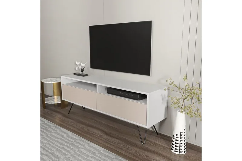 Anvor TV-bænk 140 cm - Hvid/Beige - Møbler - TV borde & mediemøbler - TV-borde