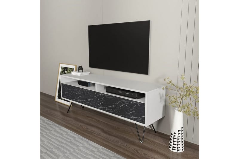 Anvor TV-bænk 140 cm - Hvid/Sort - Møbler - TV borde & mediemøbler - TV-borde
