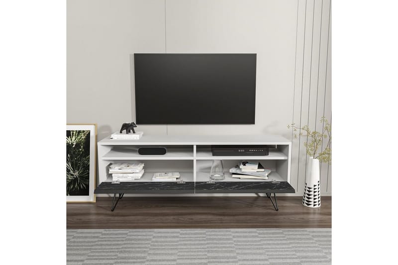 Anvor TV-bænk 140 cm - Hvid/Sort - Møbler - TV borde & mediemøbler - TV-borde
