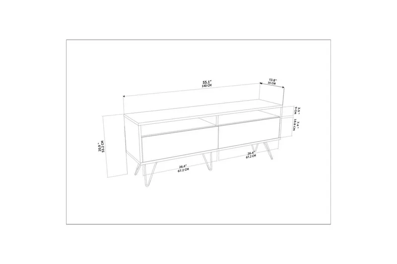 Anvor TV-bænk 140 cm - Valnød/Sort - Møbler - TV borde & mediemøbler - TV-borde