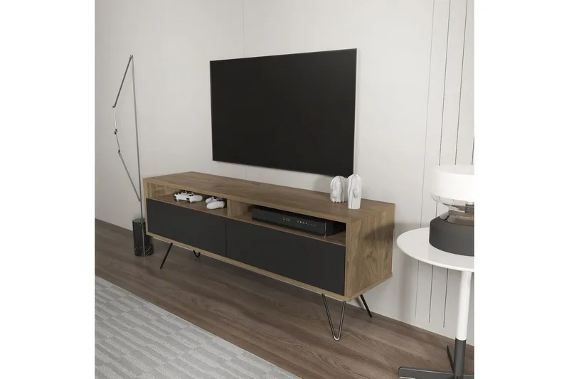 Anvor TV-bænk 140 cm - Valnød/Sort - Møbler - TV borde & mediemøbler - TV-borde