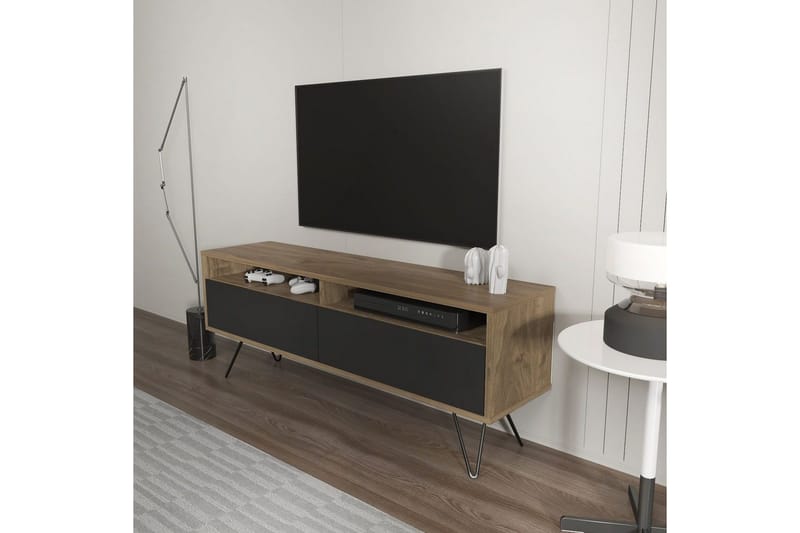 Anvor TV-bænk 140 cm - Valnød/Sort - Møbler - TV borde & mediemøbler - TV-borde